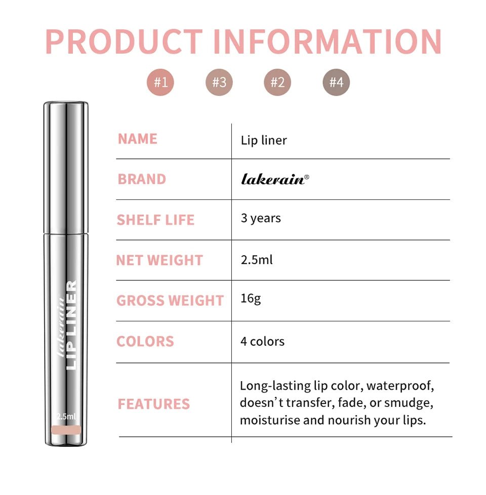 LAKERAIN Waterproof Lip Liner Peel Off Tattoo Lip Gloss Peel-Off Lip Liner Matte
